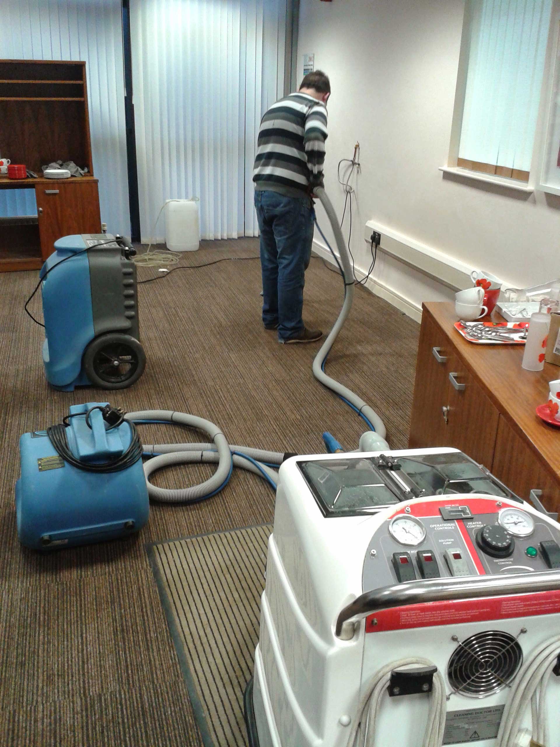 Equipment being used to clean a property post flood